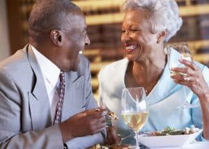 happy married couple during a wine dinner